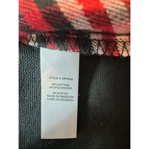 Jolie & Joy Hoodie Shacket Size X-Large Plaid Jacket Light Button Up Layering - Picture 8 of 13